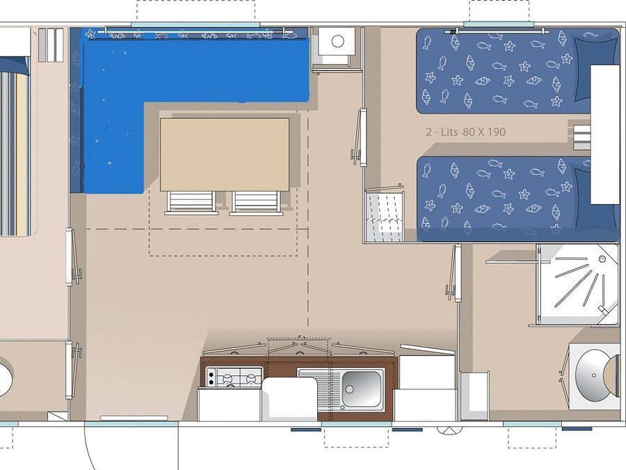 Camping Le Logis  - Mobilhome 4 personnes - Cottage Acapulco 4 pers 2 Ch 1 Sdb ** in Saint-Palais-sur-Mer, Côte de Beauté