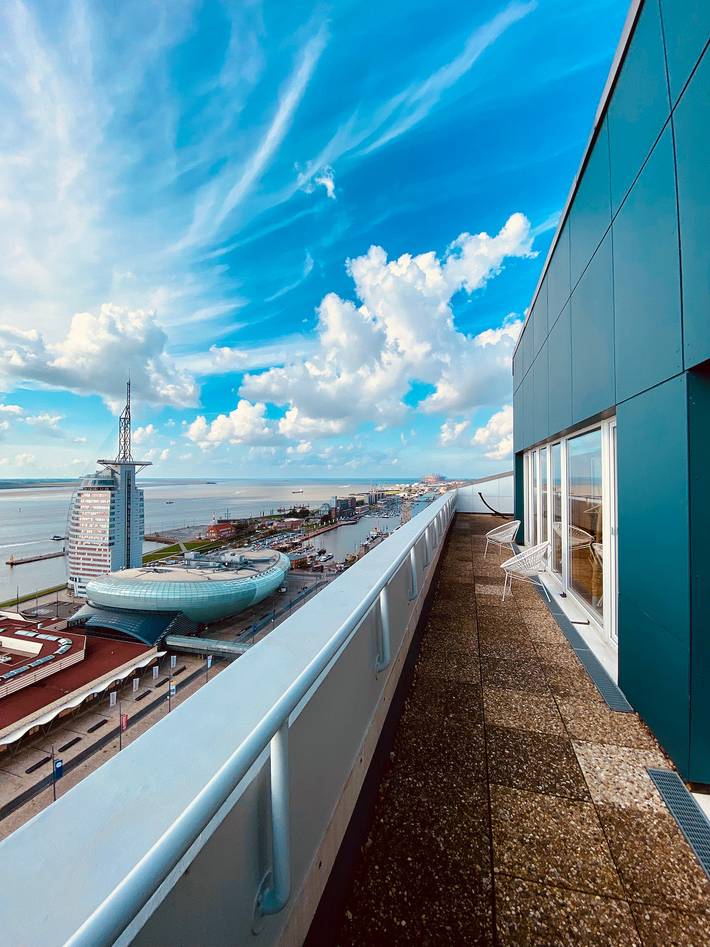 Ferienwohnung für 6 Personen, mit Terrasse und Pool sowie Sauna und Ausblick in Bremerhaven