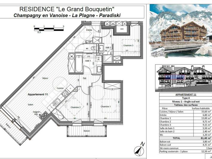 Ganze Wohnung, Gemütliche Wohnung in Champagny - 8 Pers, 3 Zim, Wifi in Champagny-en-Vanoise, Vanoise-Massiv