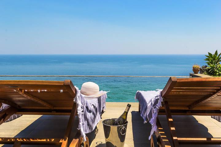 Ferienhaus für 6 Personen, mit Balkon/Terrasse und Terrasse sowie Ausblick
