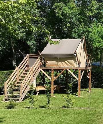 Tente pour 2 personnes, avec bassin pour enfant en Dordogne