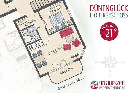 Appartement entier, Dünenglück, Ferienwohnung 21 in Fkk Strand Duhnen, Cuxhaven