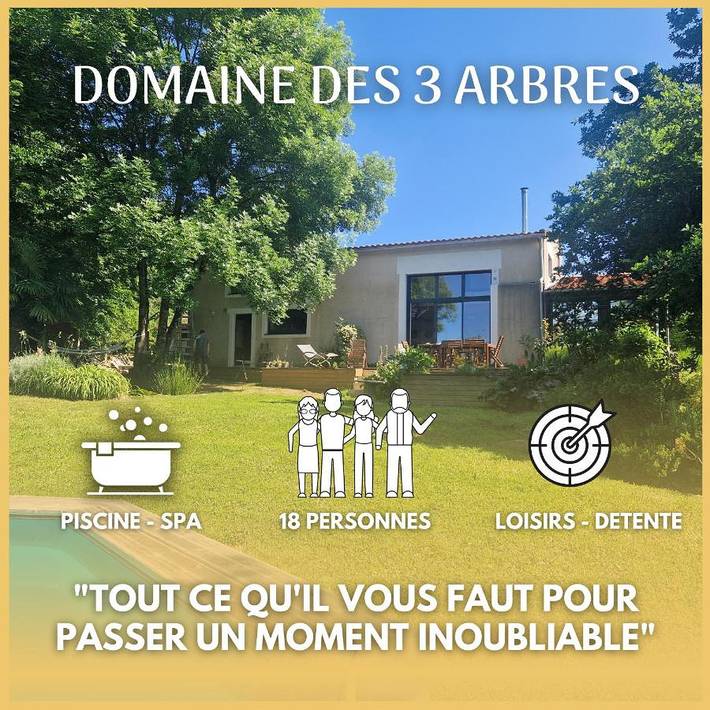 Location de vacances pour 22 personnes, avec Jacuzzi et Terrasse ainsi que Jardin et Piscine à Vallet (Loire-Atlantique)
