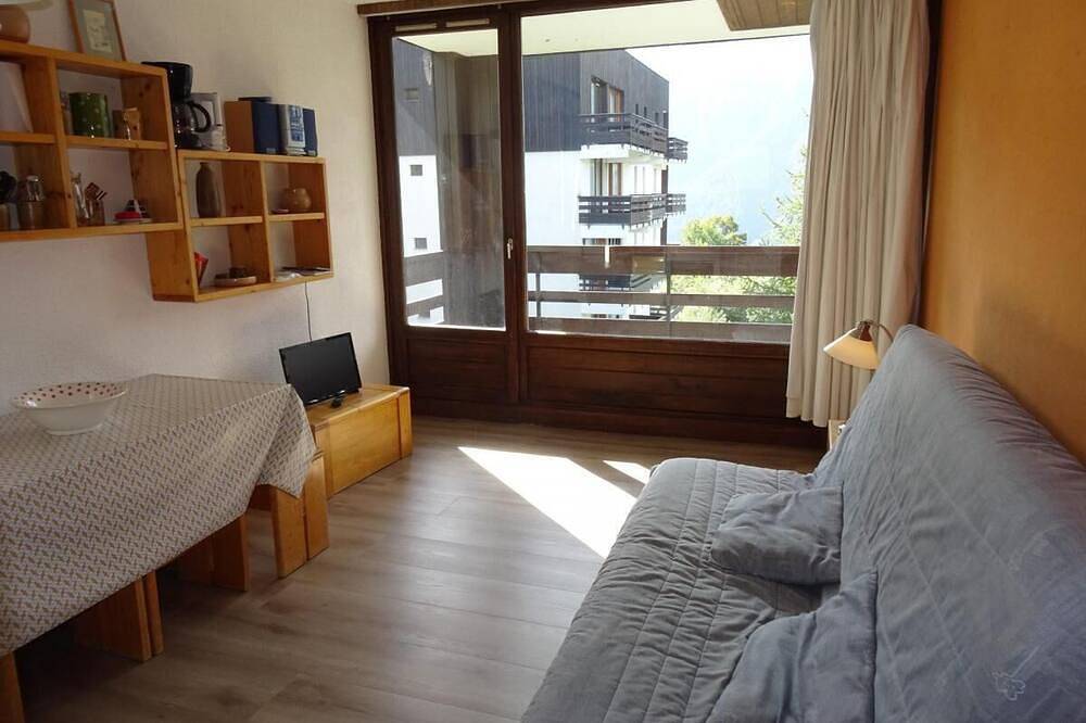 Appartement entier, À 100m des pistes de ski, 5ème étage, vue montagne, balcon, parking, télévision, casier à ski, 35m² in Massif de la Vanoise
