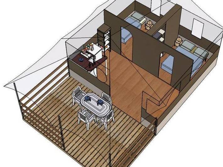 Flower Camping les 3 Ours - Zelt 5 personen - Lodge Freeflower Comfort in Montbarrey, Jura