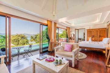 Cottage pour 2 personnes, avec piscine ainsi que vue et jardin en Thailande