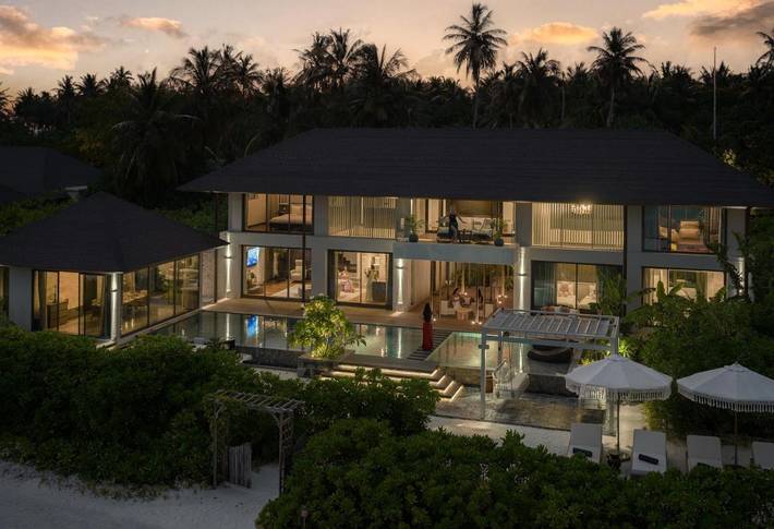 Ferienhaus für 2 Personen, mit Terrasse und Pool sowie Ausblick und Sauna auf den Malediven