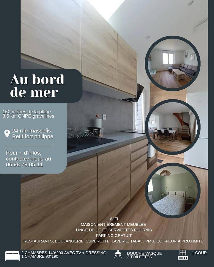 A 1min a pied de la plage Petit fort Philippe in Petit-Fort-Philippe, Gravelines