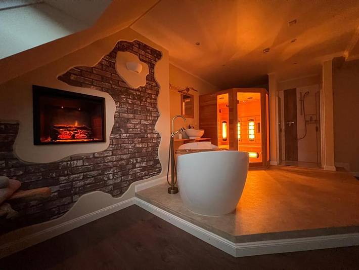 Ferienwohnung für 5 Personen, mit Balkon und Sauna sowie Ausblick