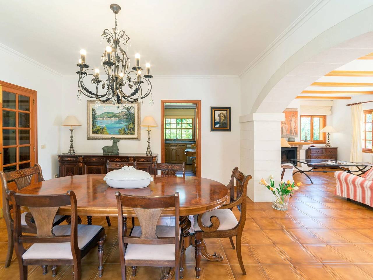 Beautiful villa for 8 people with pool, garden & terrace with sea views in Port Nou, Son Servera