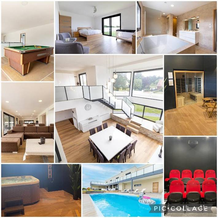 Villa pour 15 personnes, avec piscine et sauna ainsi que jacuzzi et jardin, adapté aux familles
