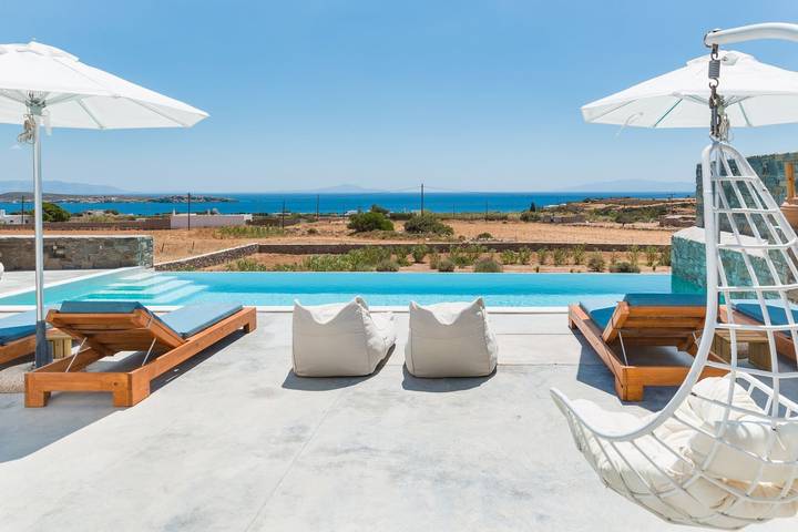 Villa pour 8 personnes, avec balcon et vue sur l’océan dans Paros