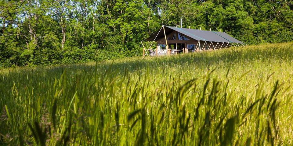 Camping tent for 6 people, with terrace and view as well as garden in Hampshire