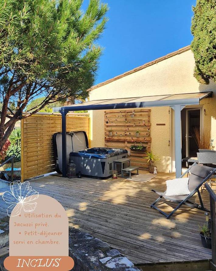 Chambre d’hôte pour 2 personnes, avec terrasse ainsi que jacuzzi et jardin à Malves-en-Minervois