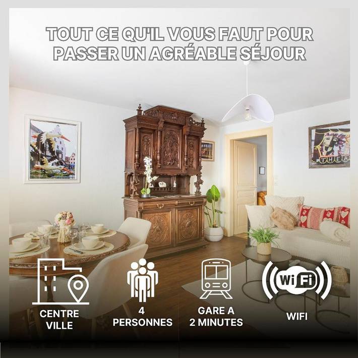 Gîte pour 4 personnes, avec vue et jardin dans Gare De Colmar