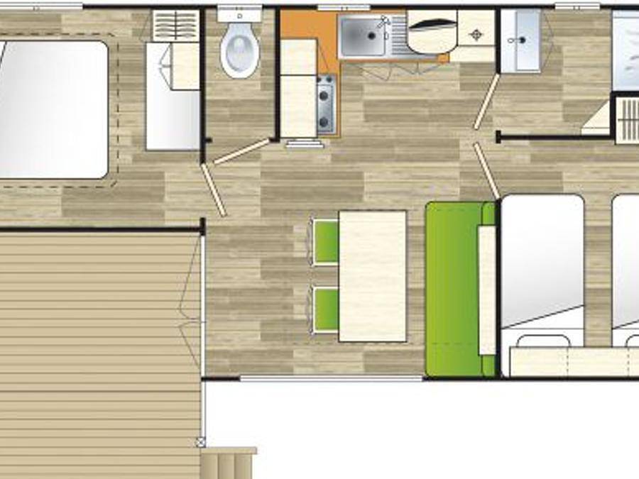 Camping La Croix du Bois Sacker - Mobilheim 4 personen - Loggia in Burtoncourt, Metz Region