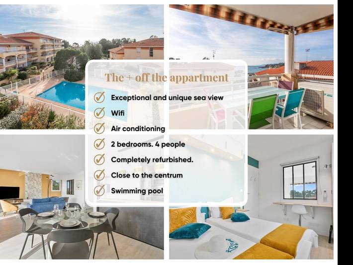 Gîte pour 4 personnes, avec vue sur l’océan ainsi que piscine et balcon/terrasse dans Boulouris - 2