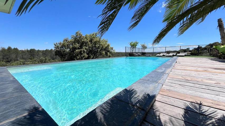 Location de vacances pour 8 personnes, avec piscine ainsi que vue et jardin à Saint-Maximin (Nimes)