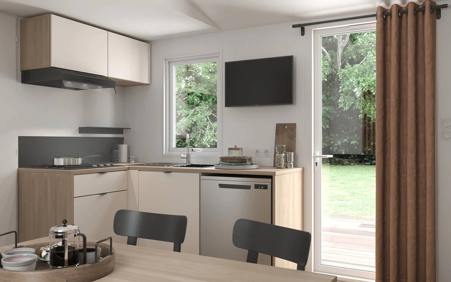 Zecamping 4 étoiles espace aquatique mobil-home Tv Lv Bbq 33m2 in Jugon-les-Lacs, Région de Dinan