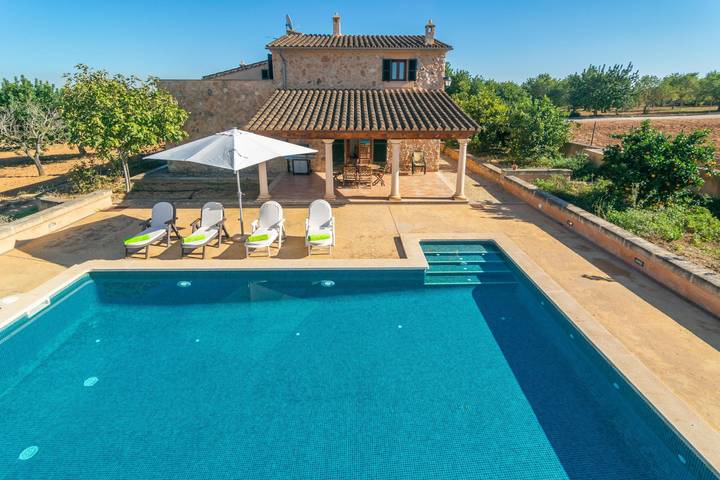 Cas General (Santa Eugenia)- Schöne rustikale Villa mit privatem Salzpool und kostenlosem Wlan in Santa Eugènia, Mallorca Inselmitte