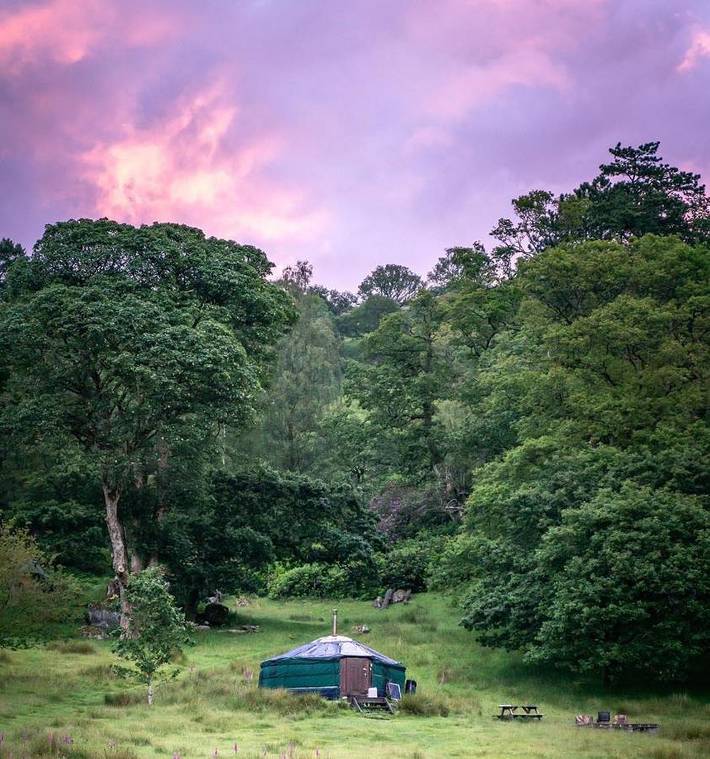 Camping for 4 people, with terrace and sauna as well as view and garden in the Lake District