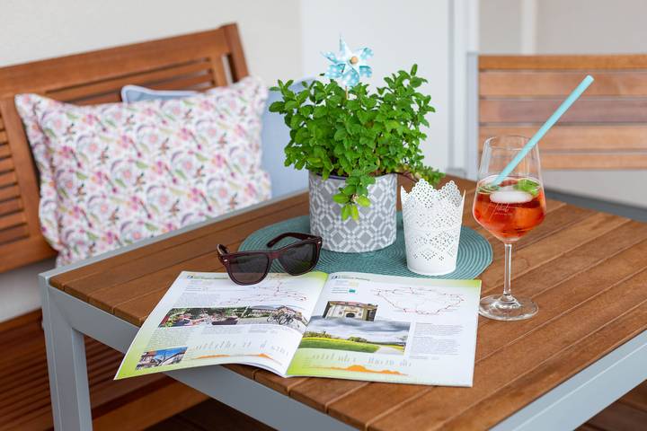 Ferienwohnung für 2 Personen, mit Balkon und Balkon/Terrasse sowie Garten