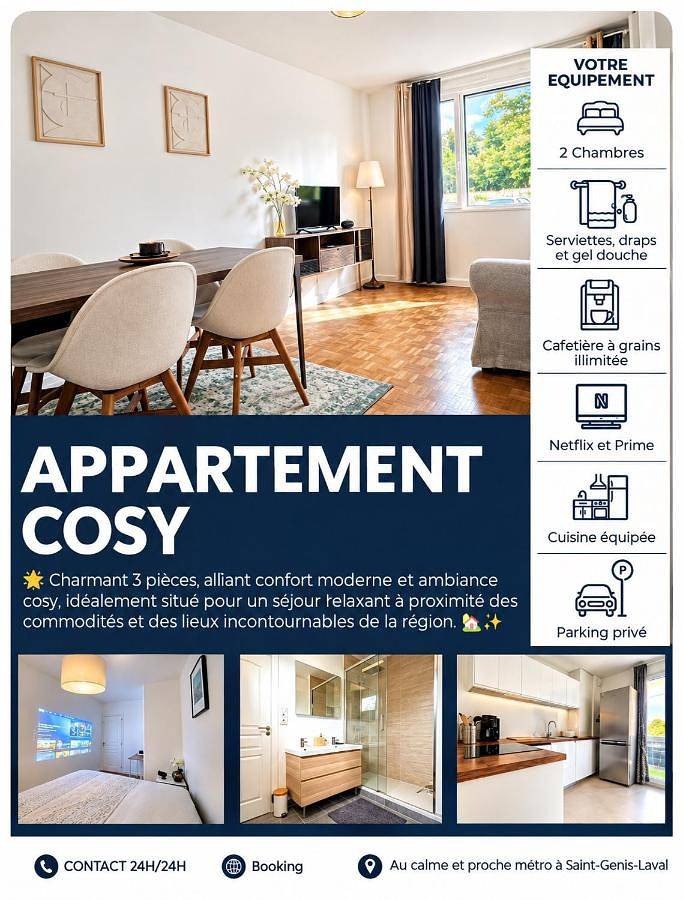 Location de vacances pour 4 personnes, avec Balcon et Terrasse à Saint-Genis-Laval