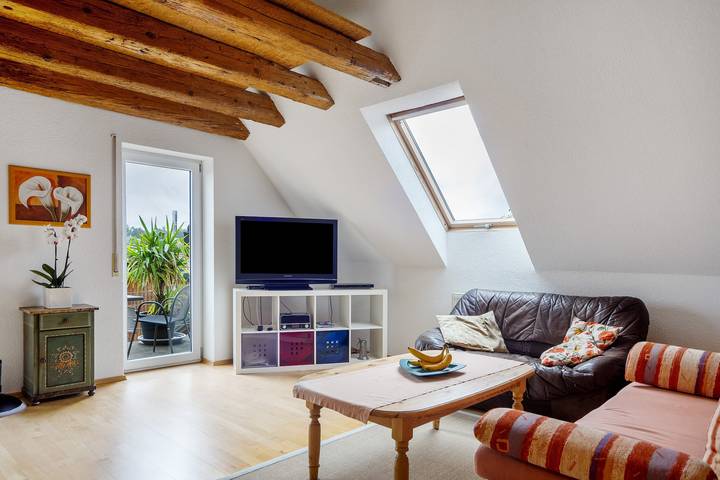 Geheel appartement, Vakantiewoning 'Goelz' met uitzicht op het meer, wifi en airconditioning in Bad Schussenried, Landkreis Biberach