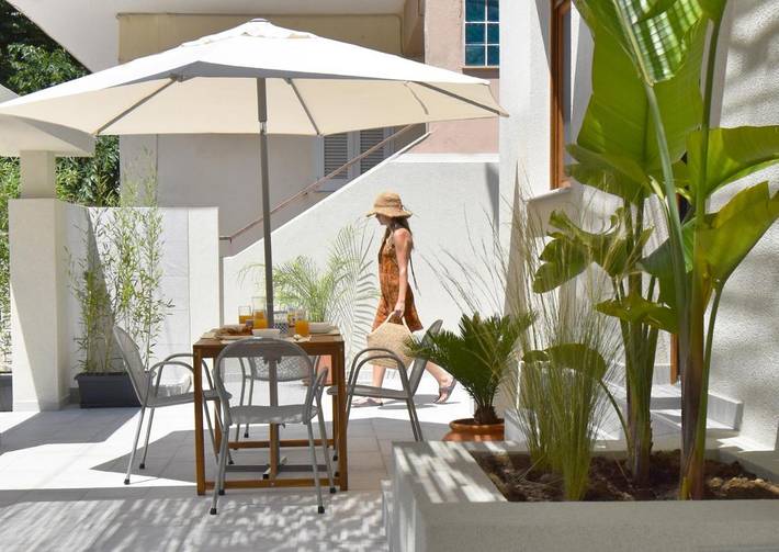 Ferienwohnung für 3 Personen, mit Garten