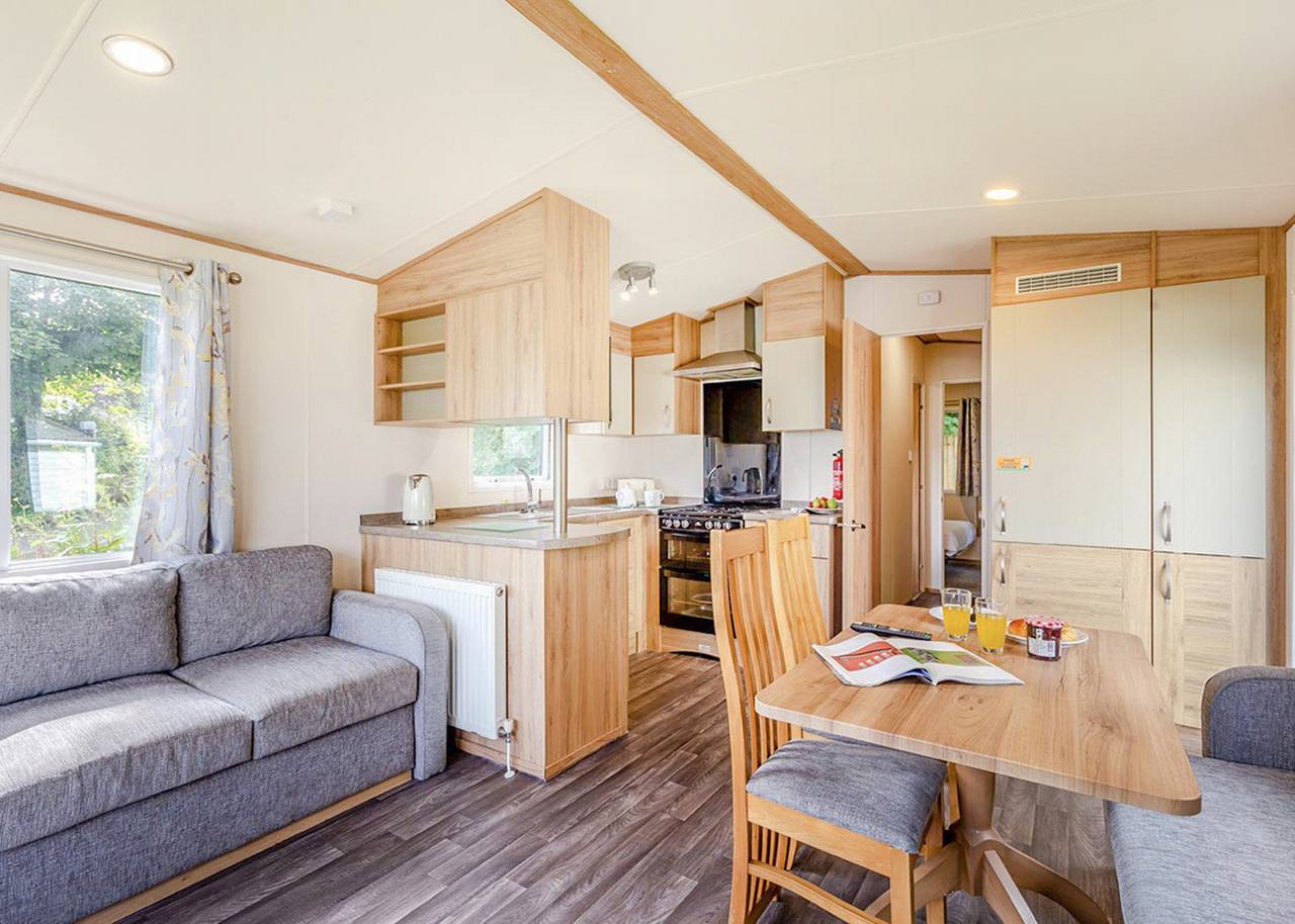 Silver Caravan with parking in Porthcawl, Bridgend region