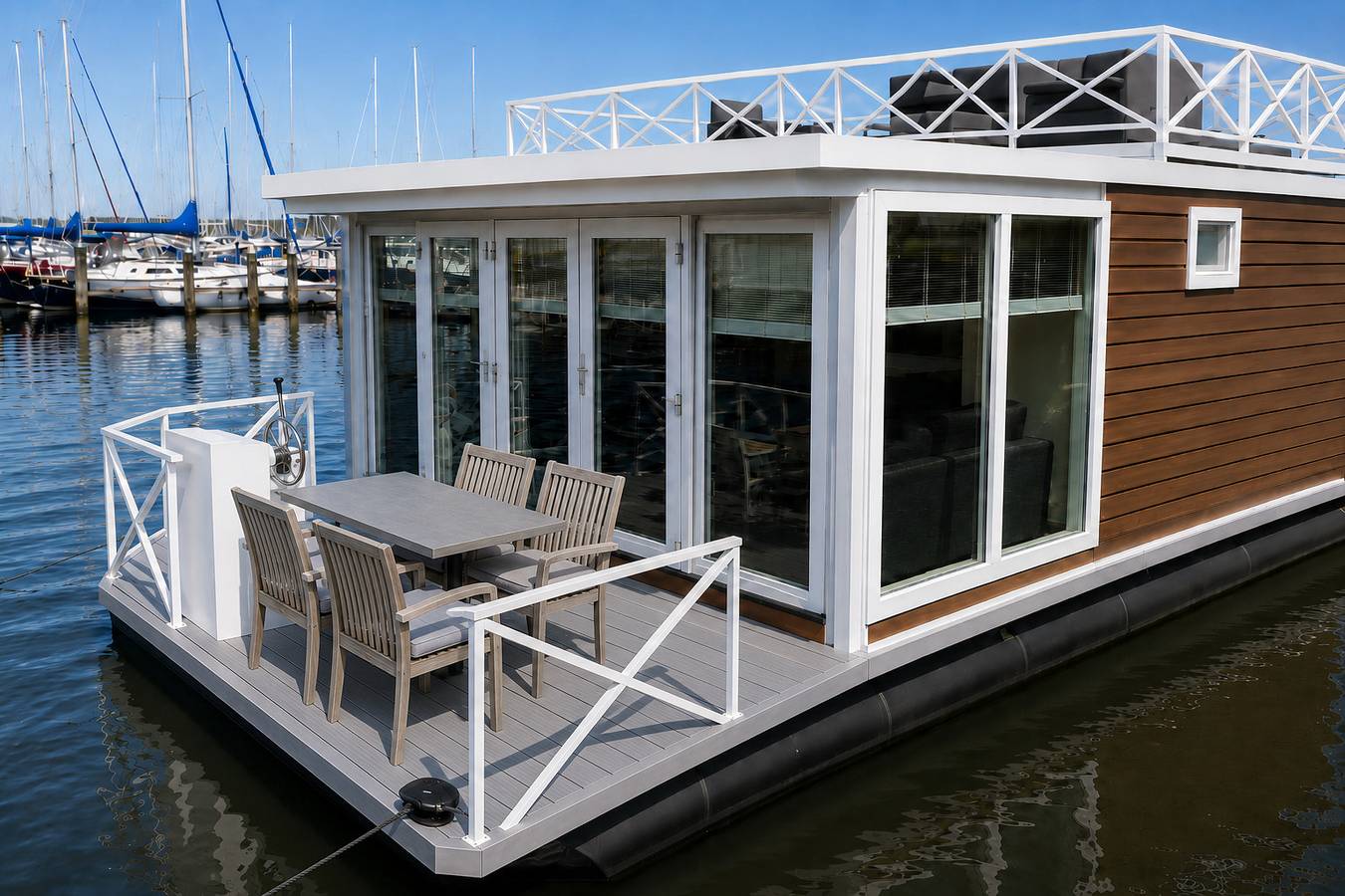 Huren Houseboat — Hausboot Veerse Meer mit Dachterrasse | 4 Personen in Niederländische Nordsee