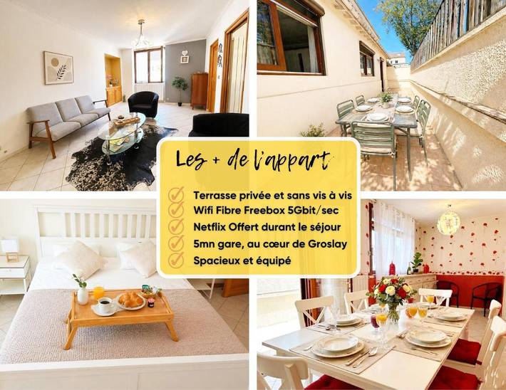 Location de vacances pour 6 personnes, avec Terrasse et Jardin à Groslay