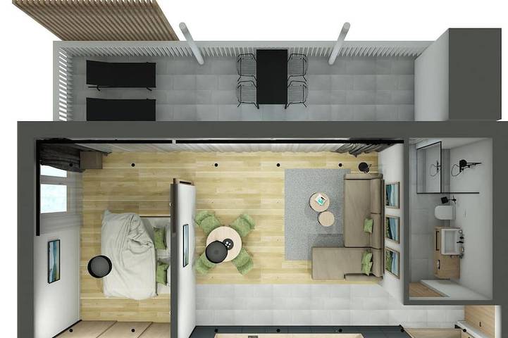 Apartmenthotel für 3 Personen, mit Balkon und Sauna