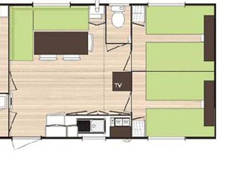 Flower Camping Le Rochelongue - Mobilheim 6 personen - Mobilheim Confort 28m² - 3 Schlafzimmer + Tv + Klimaanlage 6 Pers. in Cap d'Agde, Agde