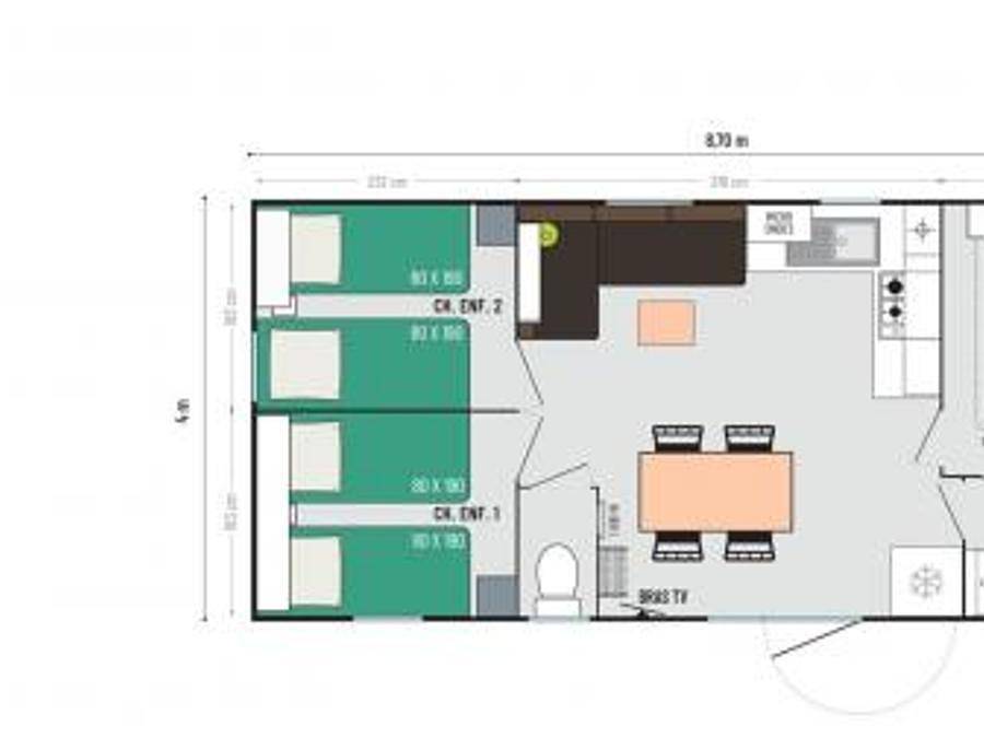Camping Les Eaux Chaudes - Ferienhaus 6 personen - L' Artiste Komfort in Digne-les-Bains, Alpes-de-Haute-Provence