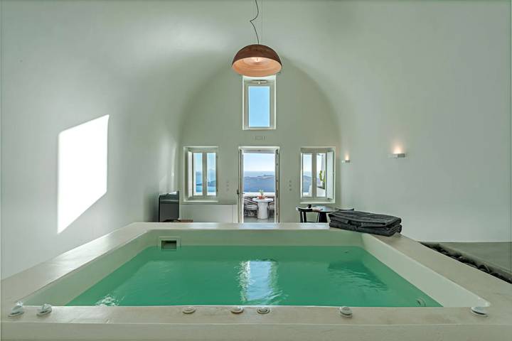 Villa pour 2 personnes, avec balcon ainsi que vue sur l’océan et jardin dans Firostefani - 4