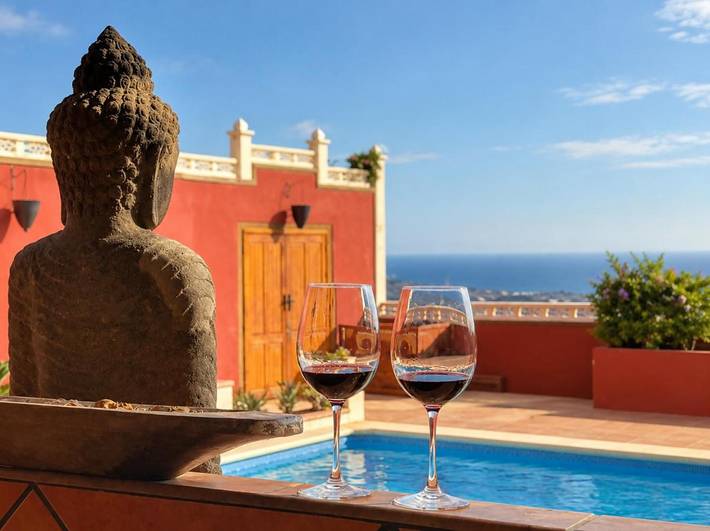 Casa de vacaciones para 6 personas, con Balcón y Terraza además de Jardín y Piscina en Las Nieves