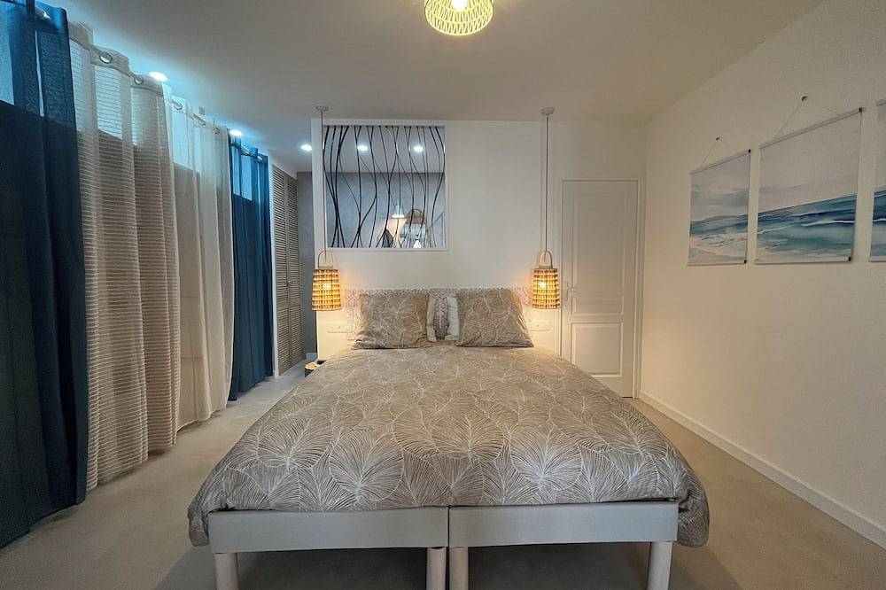 Ganze Wohnung, Douc'Evasion: Geräumiges, neues, klimatisiertes T1, Queensize-Bett, 2 Personen in Lattes, Côte d'Améthyste