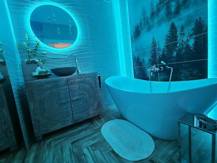Appartement de vacances pour 3 personnes, avec sauna ainsi que vue et jardin