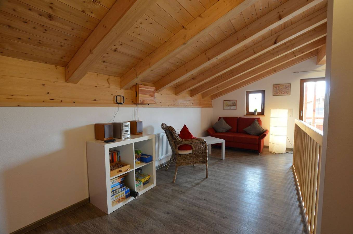 Ferienhaus mit Balkon und Terrasse im Feriendorf Via Claudia im Allgäu in Lechbruck am See, Bayerisch Schwaben