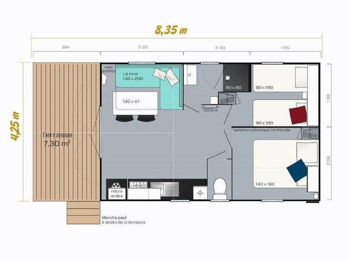 Camping La Dourbie - Mobilheim 4 personen - Mh2 Templer in Saint-Jean-du-Bruel, Parc naturel régional des Grands Causses