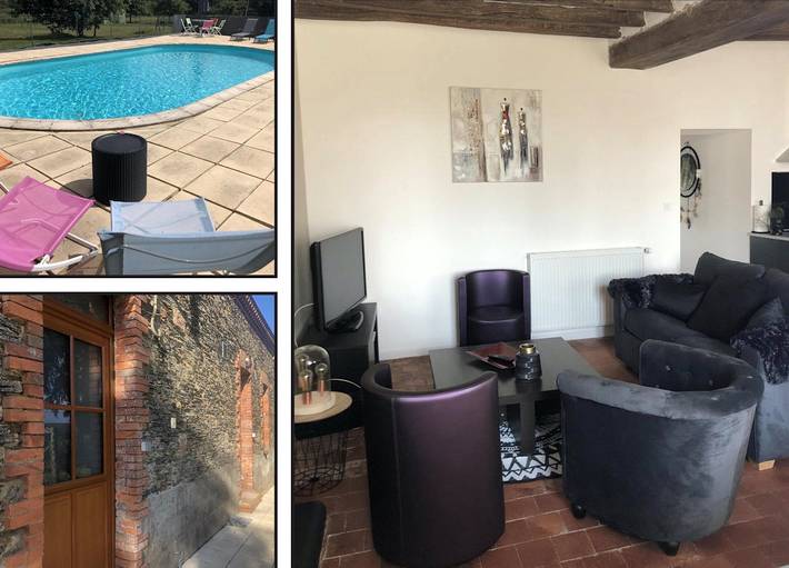 Gîte pour 6 personnes, avec terrasse ainsi que piscine et jardin à Angrie