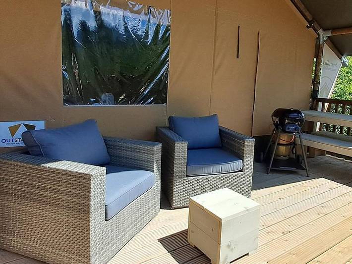 Camping Sunêlia La Presqu'île - Safarizelt 6 personen - Zelt Lodge Prestige Plus - 2 Zimmer - 1Sdb - 35m² in Prunières, Nationalpark Écrins