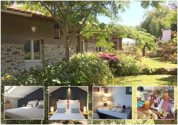 Chambre d’hôte pour 4 personnes, avec jardin ainsi que vue et terrasse à Frossay