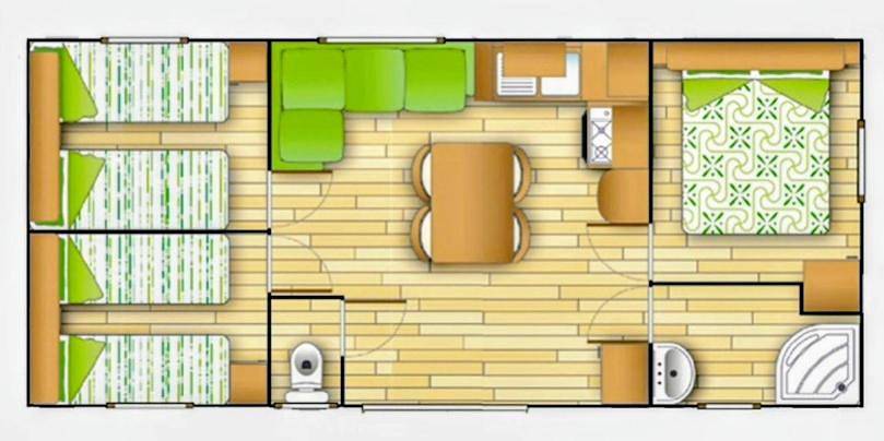 Camping pour 6 personnes, avec terrasse ainsi que vue et piscine à Le Barcarès - 4