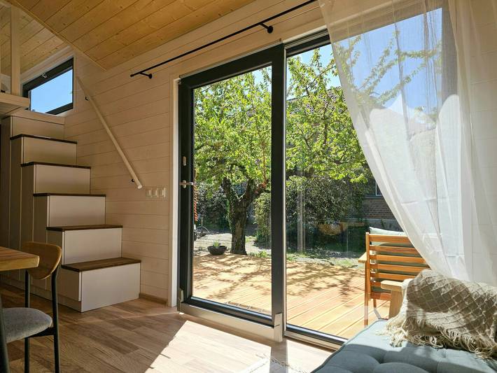 Tiny House unter Kirschbäumen im Seenland in Elsterheide, Lausitzer Seenland