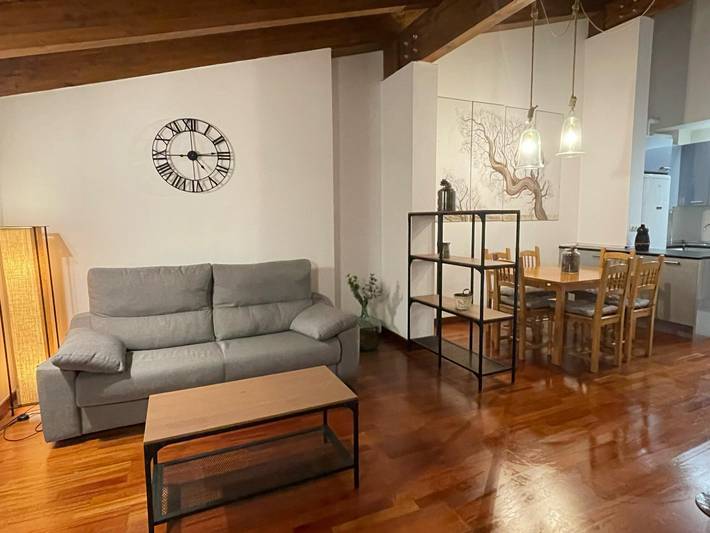 Ganze Wohnung, Gemütliche Penthouse im Stadtzentrum mit Berghütten-Charme, zwei Doppelzimmern und komplett ausgestatteter Küche in Jaca, Aragonesische Pyrenäen