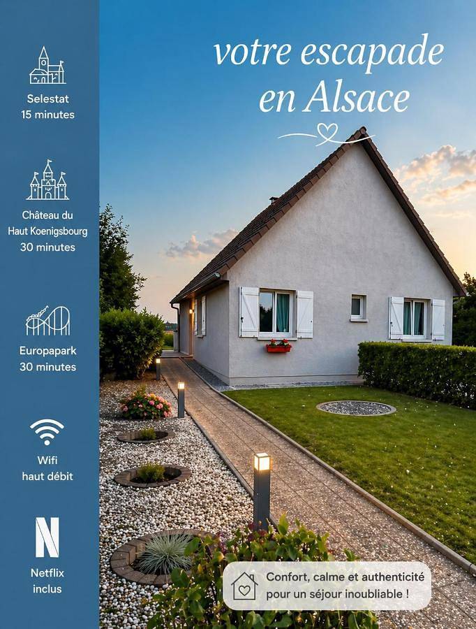 Location de vacances pour 4 personnes, avec terrasse ainsi que piscine et jardin à Bootzheim