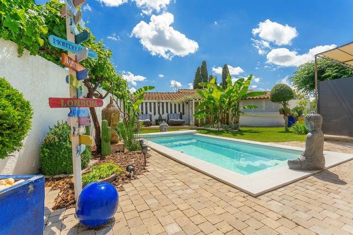 Appartement de vacances pour 2 personnes, avec Terrasse ainsi que Jardin et Piscine