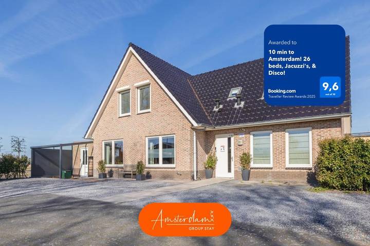 Vakantiehuis voor 26 personen, with zwembad and whirlpool as well as sauna and tuin, kindvriendelijk in Haarlemmermeer